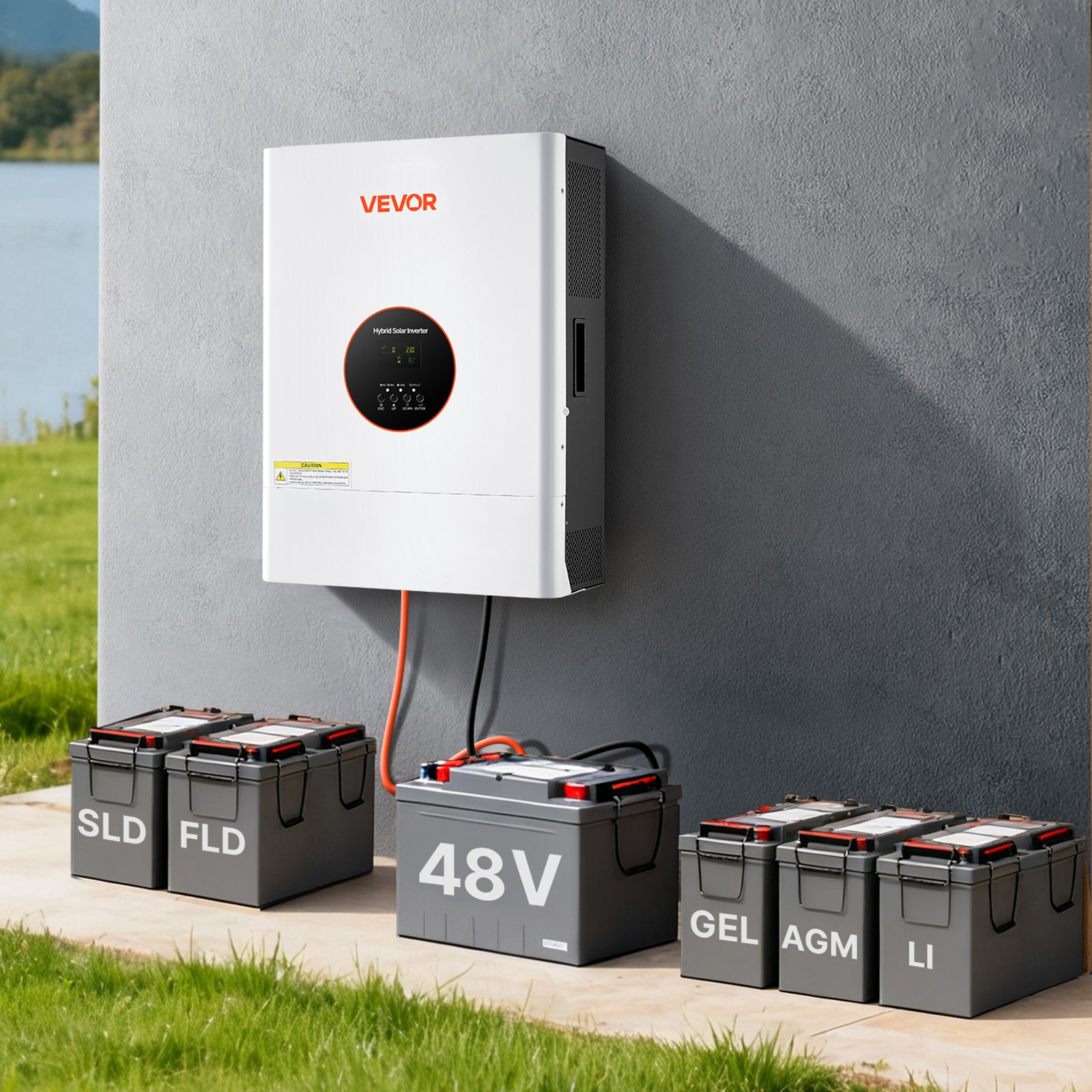 VEVOR 6000W 48V Hybrid Solar Inverter, 120V/240V Split Phase, Built-in 120A MPPT Solar Controller, Low Frequency Pure Sine Wave Power Inverter Charger, for Lead Acid Lithium Battery Off-Grid Systems