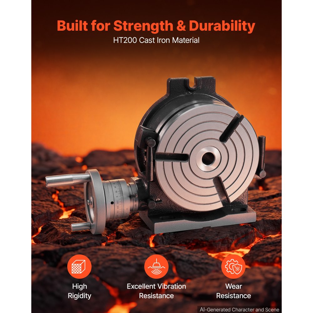 VEVOR Horizontal Vertical Rotary Table 200 mm Precision Milling Rotary Table, with T-Slot & Graduated Scale, Worm Gear Adjustment, Cast Iron, Precision Indexing, for Milling Machines & Drill Presses