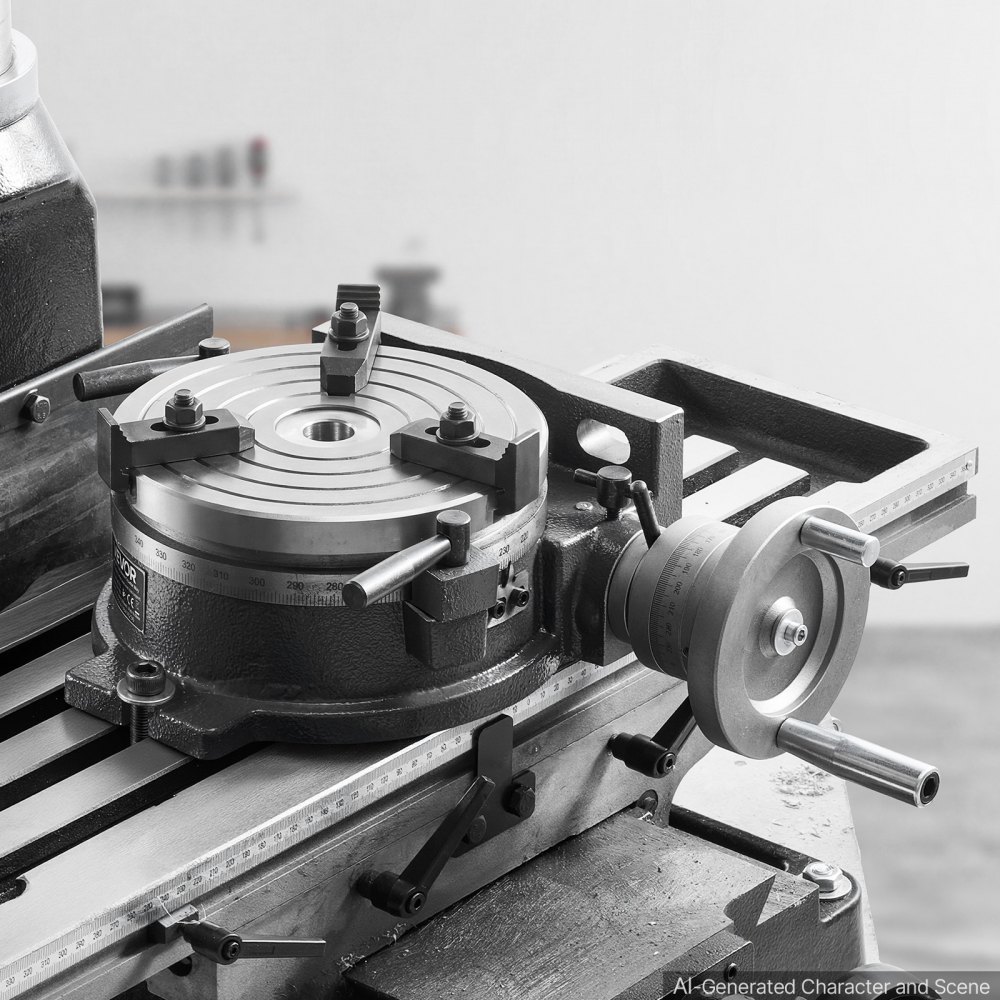VEVOR Horizontal Vertical Rotary Table 200 mm Precision Milling Rotary Table, with T-Slot & Graduated Scale, Worm Gear Adjustment, Cast Iron, Precision Indexing, for Milling Machines & Drill Presses