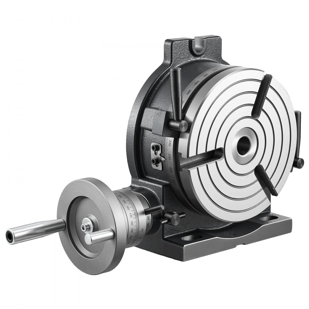 VEVOR Horizontal Vertical Rotary Table 200 mm Precision Milling Rotary Table, with T-Slot & Graduated Scale, Worm Gear Adjustment, Cast Iron, Precision Indexing, for Milling Machines & Drill Presses