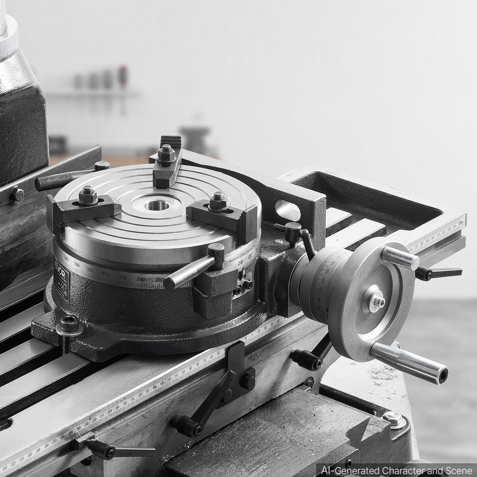 VEVOR Horizontal Vertical Rotary Table 200 mm Precision Milling Rotary Table, with T-Slot & Graduated Scale, Worm Gear Adjustment, Cast Iron, Precision Indexing, for Milling Machines & Drill Presses