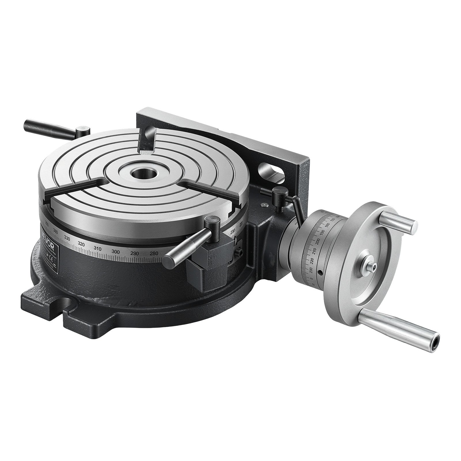 VEVOR Horizontal Vertical Rotary Table 200 mm Precision Milling Rotary Table, with T-Slot & Graduated Scale, Worm Gear Adjustment, Cast Iron, Precision Indexing, for Milling Machines & Drill Presses