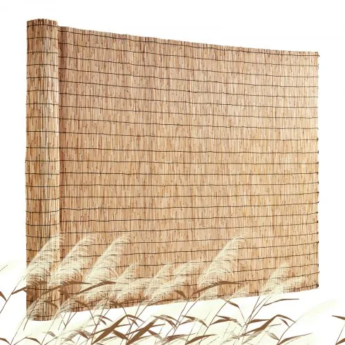 VEVOR Natural Reed Fencing, 4 ft x 16.4 ft, Reed Screen Curtain Balcony Reed Fence Roll for Outdoor Backyard Patio, Decorative Fence for Backyard Garden Fencing Divider, Privacy Screen Panel Curtain