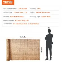 VEVOR Reed Fence Backyard Landscaping Privacy Blind Fencing Screen 16.4' x 4'
