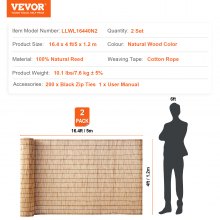 VEVOR 2-Pack Reed Fence Landscaping Privacy Blind Fencing Screen 16.4' x 4'
