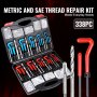 VEVOR Helicoil Thread Repair Kit 338-Piece SAE and Metric Rethreading Tool Kit