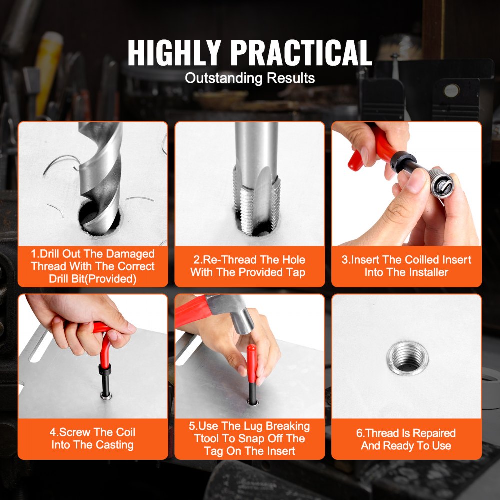 VEVOR Helicoil Thread Repair Kit, 166-Piece Metric HSS Drill Helicoil Repair Kit, M5 M6 M8 M10 M12 Heli Coil Rethreading Tool Kit with HSS Drill Bits Thread Inserts Taps Breakoff Installation Tools
