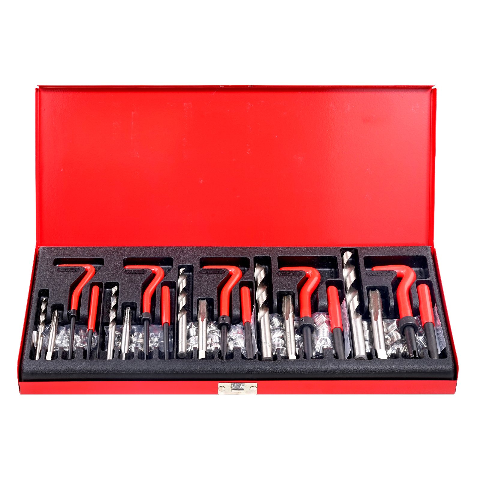 VEVOR Helicoil Thread Repair Kit, 166-Piece Metric HSS Drill Helicoil Repair Kit, M5 M6 M8 M10 M12 Heli Coil Rethreading Tool Kit with HSS Drill Bits Thread Inserts Taps Breakoff Installation Tools
