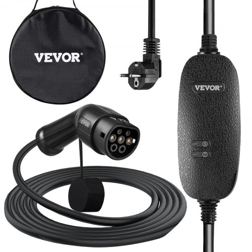 VEVOR Portable EV Charger EV Charging Cable Type 2 UK Plug 3 Pin 10A 6 m w/Bag