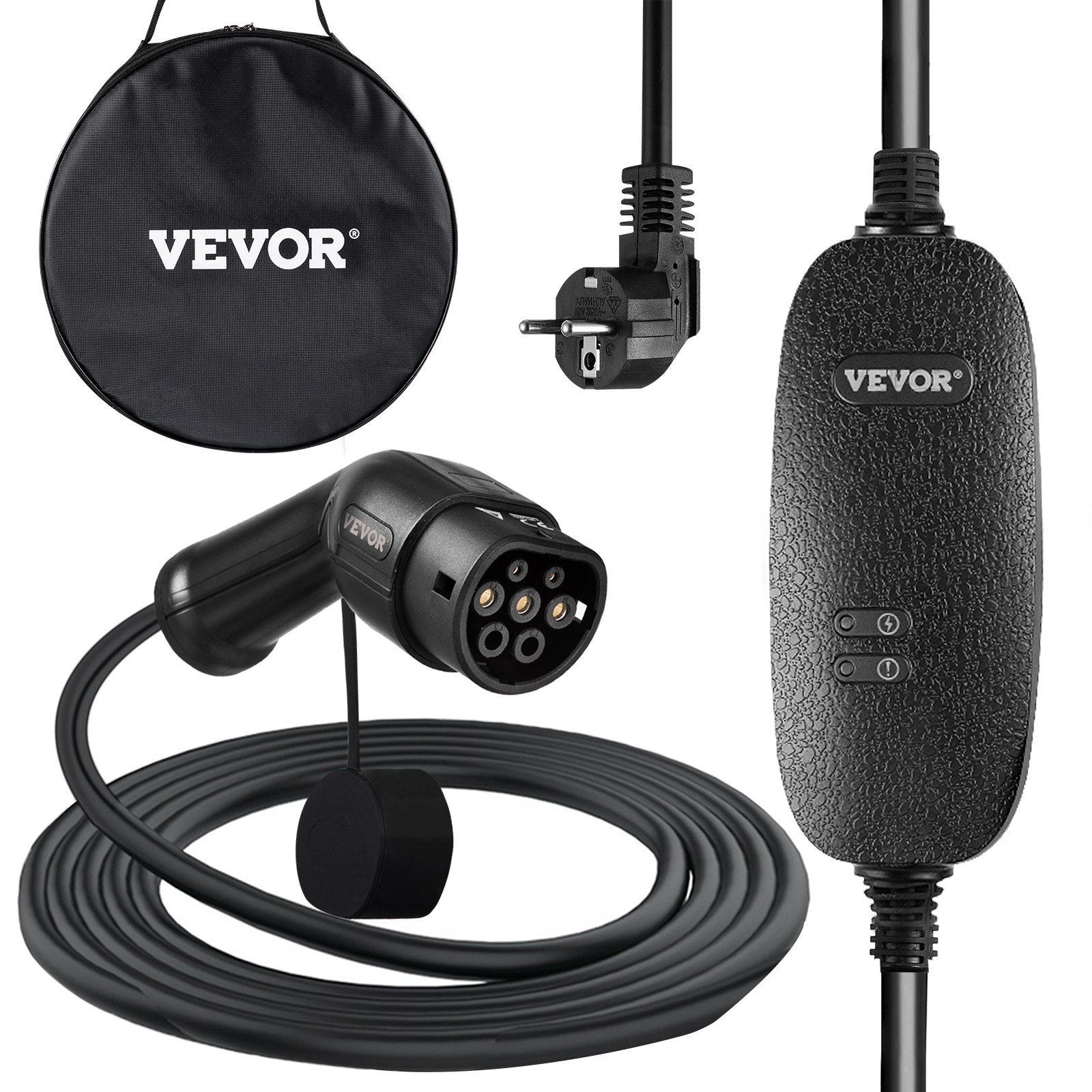 VEVOR Portable EV Charger EV Charging Cable Type 2 UK Plug 3 Pin 10A 6 m w/Bag