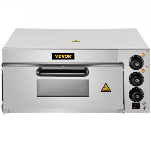 VEVOR Commercial Pizza Oven Countertop, 14" Single Deck Layer, 110V 1300W Stainless Steel Electric Pizza Oven with Stone and Shelf, Multipurpose Indoor Pizza Maker for Restaurant Home Pretzels Baked
