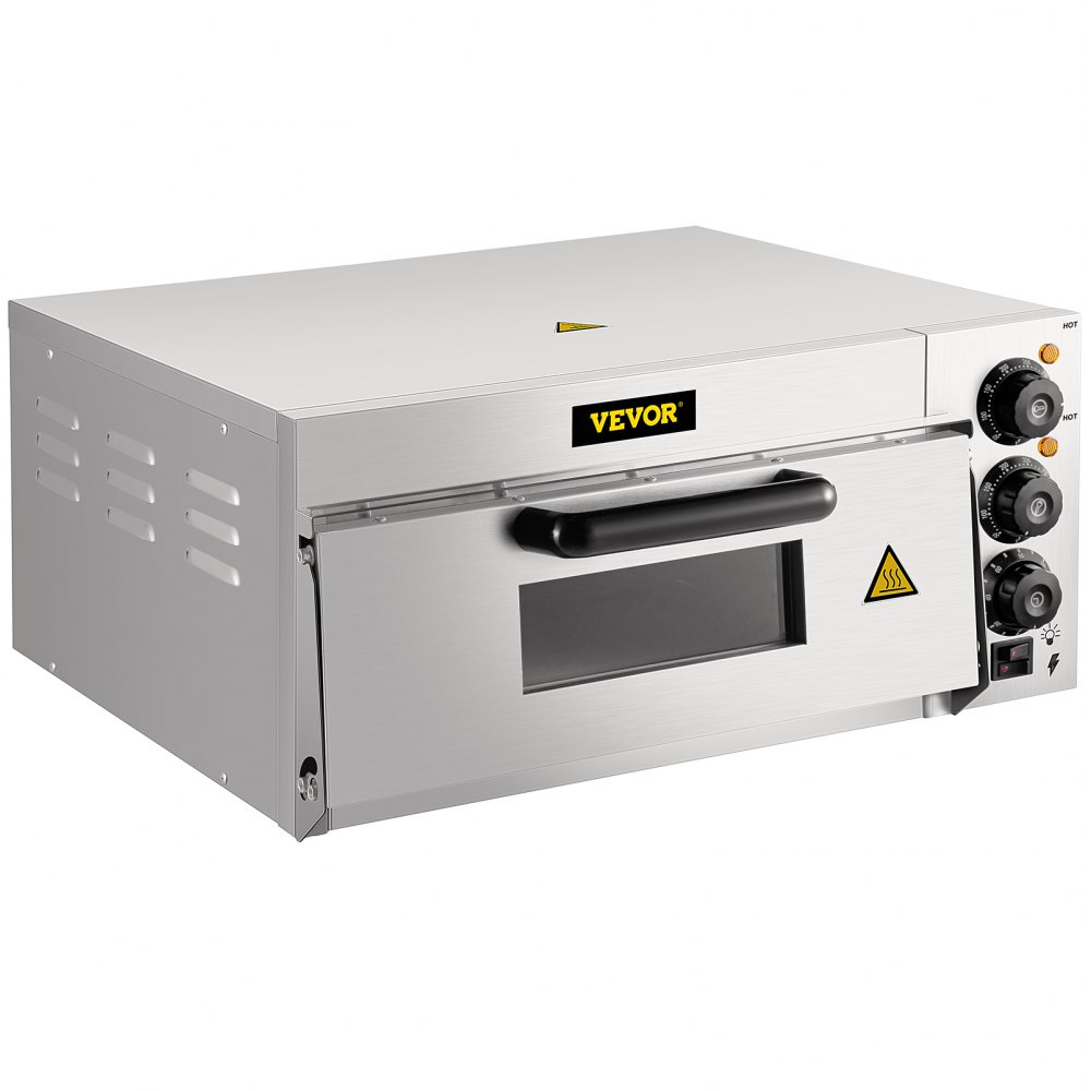 VEVOR Commercial Pizza Oven Countertop, 14\" Single Deck Layer, 110V 1300W Stainless Steel Electric Pizza Oven with Stone and Shelf, Multipurpose Indoor Pizza Maker for Restaurant Home Pretzels Baked