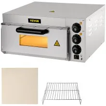 VEVOR Commercial Pizza Oven Countertop, 14\" Single Deck Layer, 110V 1300W Stainless Steel Electric Pizza Oven with Stone and Shelf, Multipurpose Indoor Pizza Maker for Restaurant Home Pretzels Baked