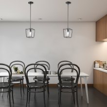 VEVOR Black Pendant Light Iron Cage Metal Pendant Lighting with Glass Shade