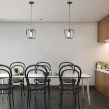 VEVOR Black Pendant Light Iron Cage Metal Pendant Lighting with Glass Shade