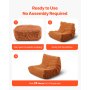 VEVOR L-Shaped Bean Bag Chair with Soft Armrests and Storage Pocket Brown