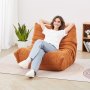 VEVOR Bean Bag Chair, L-Shaped Bean Bag Chair with Soft Armrests and Storage Pocket, 25D Memory Foam Filled with Soft Teddy Velvet Cover, Bean Bag for Bedroom or Playroom, Brown