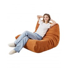 VEVOR L-Shaped Bean Bag Chair with Soft Armrests and Storage Pocket Brown