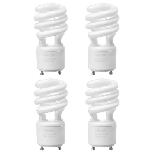 VEVOR 4-Pack CFL Light Bulbs, 13W Compact Fluorescent Spiral Bulbs with 2700K Warm Light, 900lm Luminous Flux, Twist and Lock GU24 Base, Ideal for Bedrooms, Study Rooms, Living Rooms, Commercial Use