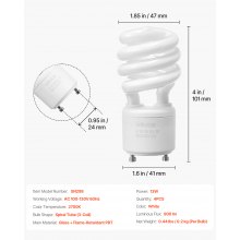 VEVOR 4-Pack CFL Light Bulbs 13W Compact Fluorescent Bulbs with 2700K Warm Light