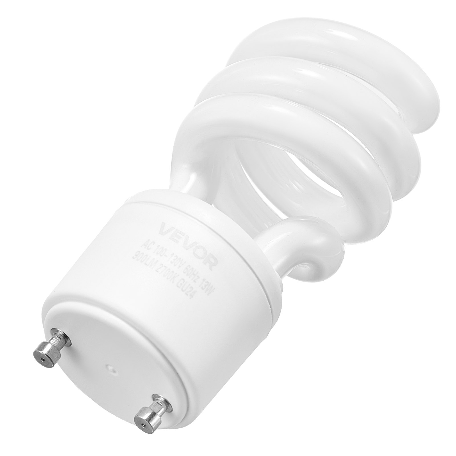 VEVOR 4-Pack CFL Light Bulbs, 13W Compact Fluorescent Spiral Bulbs with 2700K Warm Light, 900lm Luminous Flux, Twist and Lock GU24 Base, Ideal for Bedrooms, Study Rooms, Living Rooms, Commercial Use