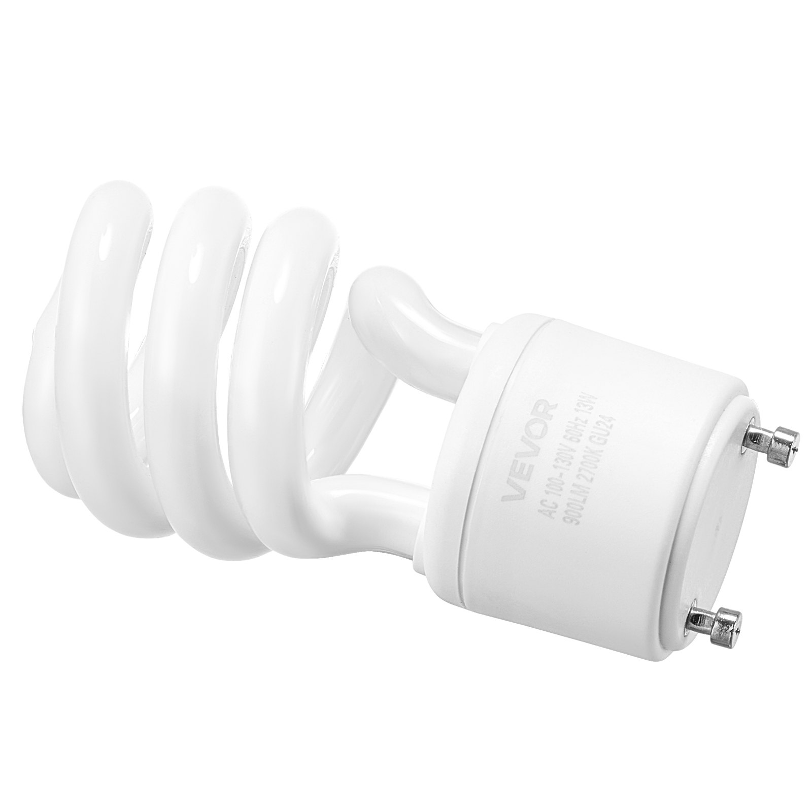 VEVOR 4-Pack CFL Light Bulbs, 13W Compact Fluorescent Spiral Bulbs with 2700K Warm Light, 900lm Luminous Flux, Twist and Lock GU24 Base, Ideal for Bedrooms, Study Rooms, Living Rooms, Commercial Use