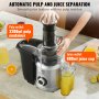 VEVOR juicer machine with 2200ml pulp container and 800ml juice cup, ensuring no pulp residue.