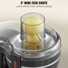 VEVOR Extracteur de jus centrifuge avec moteur de 350 W, facile à nettoyer, grande goulotte d'alimentation de 6,3 cm pour fruits et légumes, machine à jus à 2 vitesses, en acier inoxydable, sans BPA