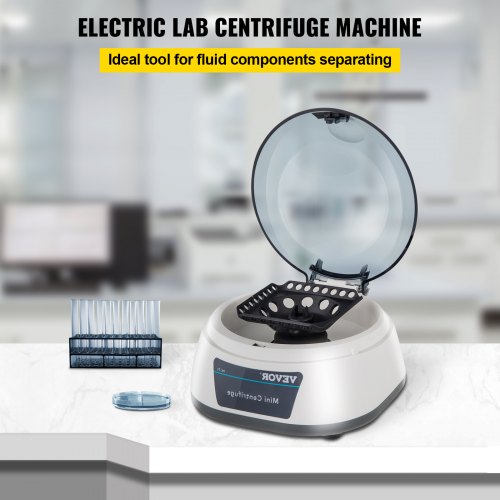 VEVOR Centrifuge, 7000RPM Fixed Speed Lab Centrifuge Machine, Max. 3286xg RCF Scientific Mini Centrifuge, with 2 in 1 Rotor, fits 0.2/0.5/1.5/2mL Tubes with 0.2/0.5mL Adapters, for Liquid Samples