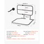 VEVOR Bed Rails for Elderly Adults 90.7kg Capacity Bed Side Assist Rail, High-Strength Steel, L-Shaped Bedside Cane for Seniors, Adjustable Handle Length, Fits King Queen Full Twin Beds