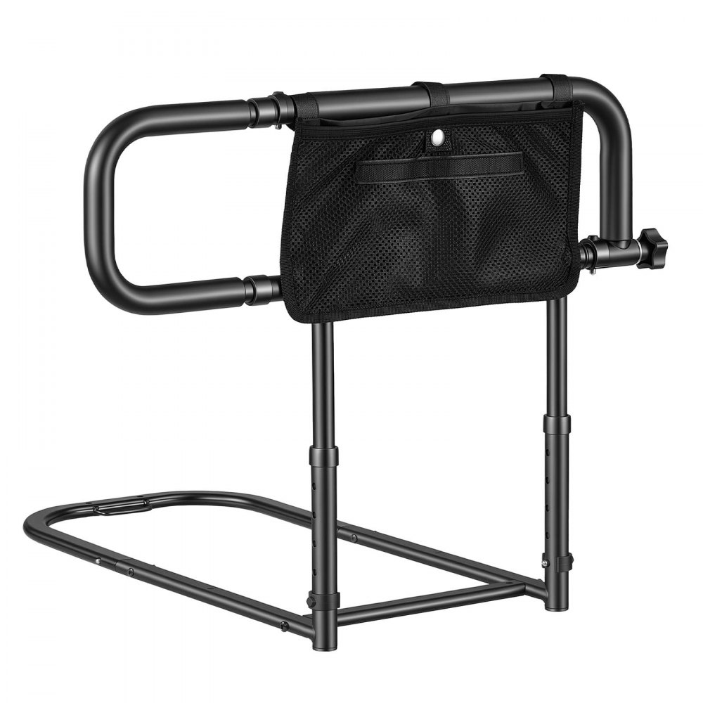 VEVOR Bed Rails for Elderly Adults Folding Bed Side Assist Rail for Seniors, Length & Height Adjustable, High-Strength Steel Bed Cane with Storage Pocket, Fits King Queen Full Twin Bed, 136kg Support