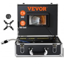 VEVOR Sewer Camera, 7" Screen Pipeline Inspection Camera with DVR Function, 66 ft/20 m Waterproof IP68 Camera, 12 pcs Adjustable LED, with a 16 GB SD Card for Sewer Line, Duct Drain Pipe Plumbing