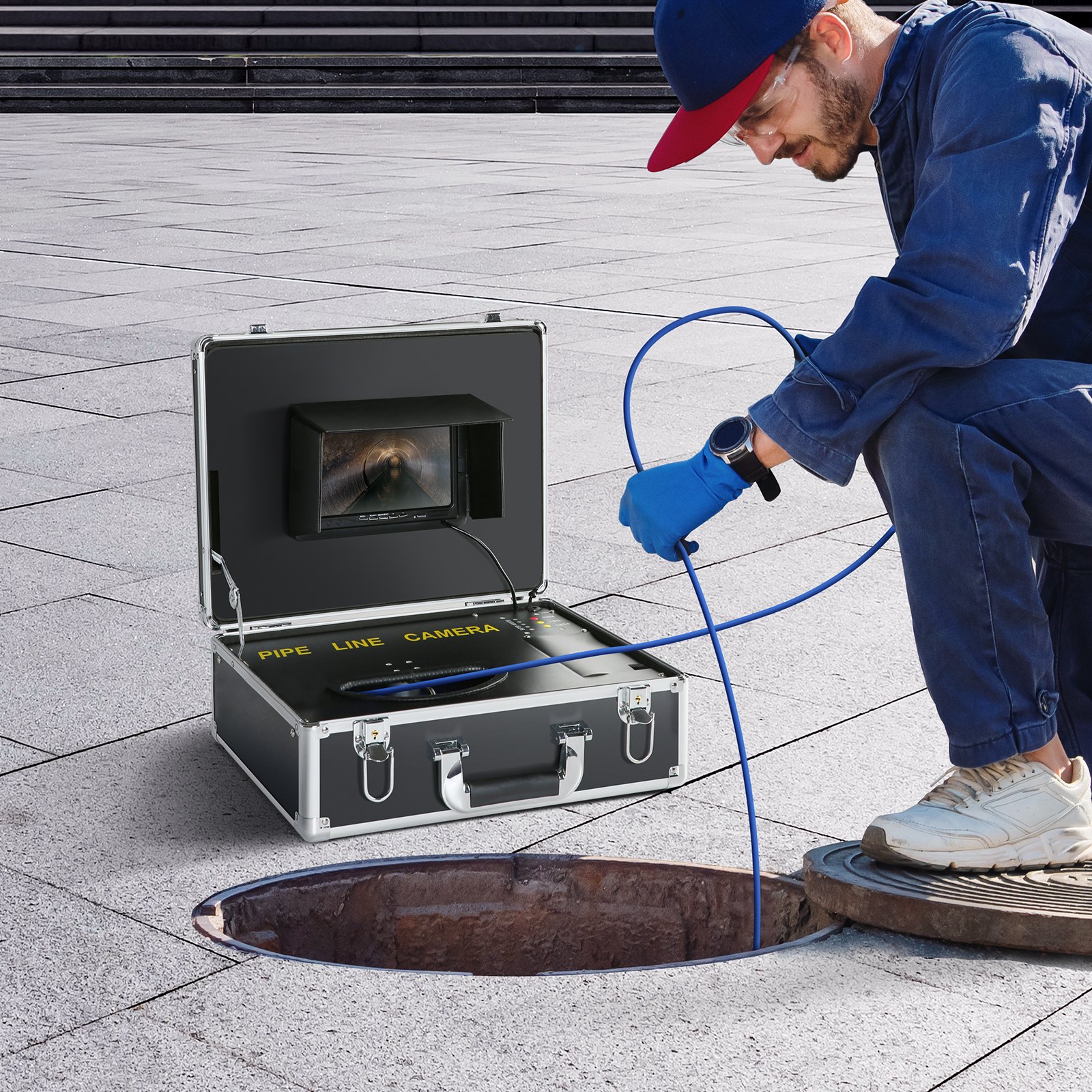 VEVOR Sewer Camera Pipe Inspection Camera 17.8 cm Screen 1000TVL Camera 20.1m