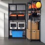 Skladovací police VEVOR, nosnost 916 kg, 5patrové, odolné garážové regály, 41 cm hloubka x 91 cm šířka x 183 cm výška, nastavitelné kovové police pro průmyslové regály, užitkové police, do kuchyně, skladu, sklepa, černé