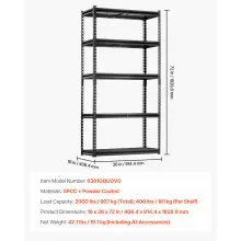 VEVOR Storage Shelves 5 Tier Adjustable Heavy Duty Garage Shelving Unit 2000 lbs