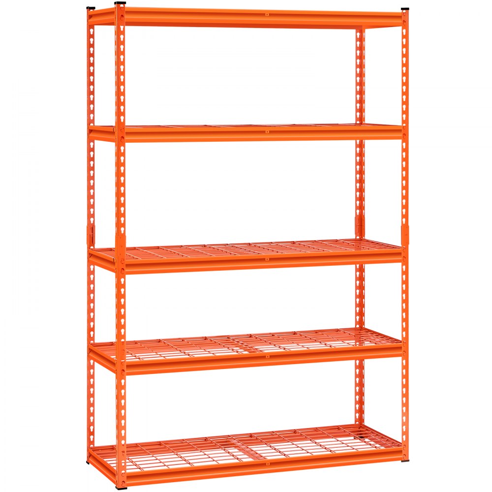 VEVOR Storage Shelves, 2500 lbs, 5 Tier Heavy Duty Garage Shelving, 18" D x 48" W x 72" H Adjustable Metal Shelves for Industrial Shelving Unit Utility Shelf, for Kitchen, Warehouse, Basement, Orange