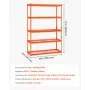 VEVOR Storage Shelves, 2500 lbs, 5 Tier Heavy Duty Garage Shelving, 18" D x 48" W x 72" H Adjustable Metal Shelves for Industrial Shelving Unit Utility Shelf, for Kitchen, Warehouse, Basement, Orange
