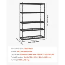 VEVOR Storage Shelves 5 Tier Adjustable Heavy Duty Garage Shelving Unit 2500 lbs