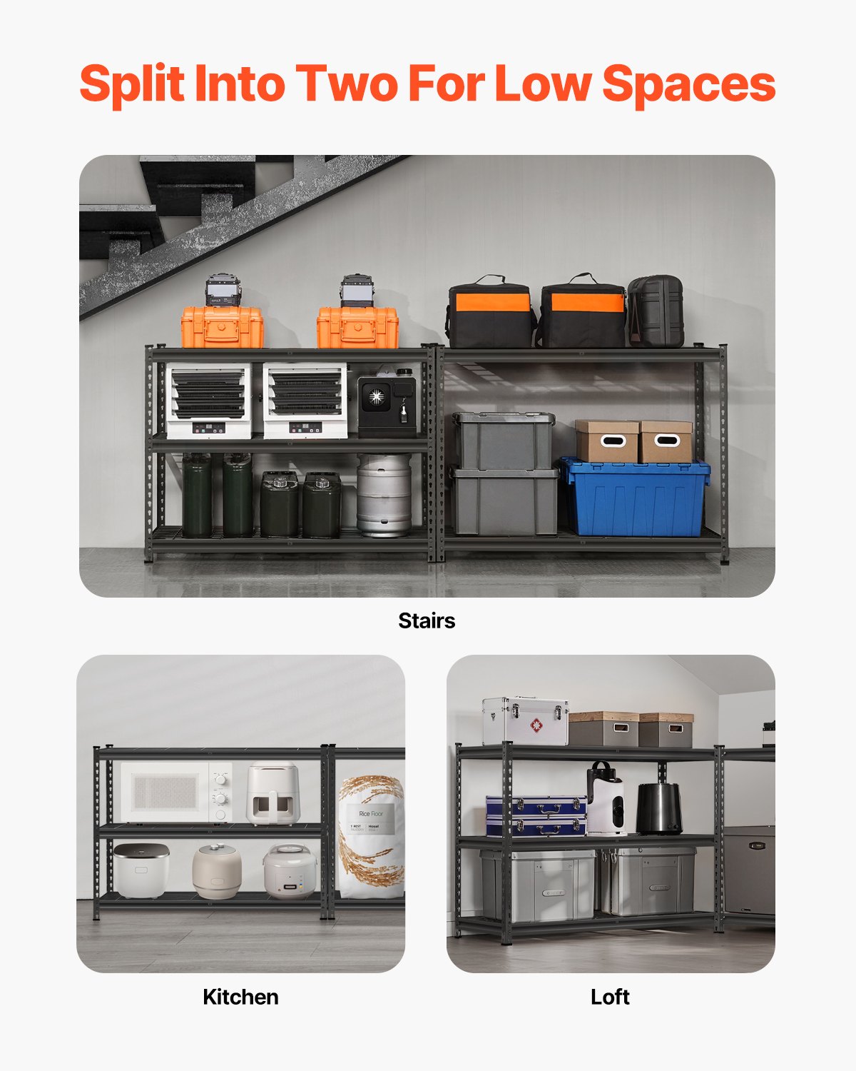 VEVOR Storage Shelves, 1134 kg, 5 Tier Heavy Duty Garage Shelving, 457.2 x 1219.2 x 1828.8 mm Adjustable Metal Shelves for Industrial Shelving Unit Utility Shelf, for Kitchen, Warehouse, Basement