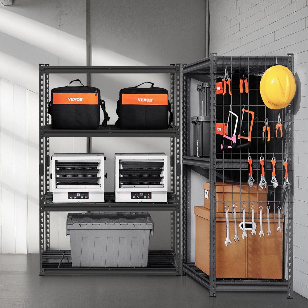 VEVOR Storage Shelves, 1089 kg, 4 Tier Heavy Duty Garage Shelving, 508 x 1016 x 1524 mm Adjustable Metal Shelves for Industrial Shelving Unit Utility Shelf, for Kitchen, Warehouse, Basement, Black