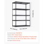 VEVOR Storage Shelves, 3000 lbs, 5 Tier Heavy Duty Garage Shelving, 24" D x 48" W x 72" H Adjustable Metal Shelves for Industrial Shelving Unit Utility Shelf, for Kitchen, Warehouse, Basement, Black