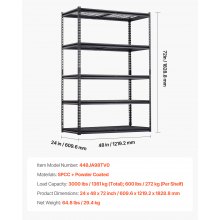 Storage Shelves 5 Tier Adjustable Heavy Duty Garage Shelving Units 3000 lbs