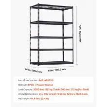 Storage Shelves 5 Tier Adjustable Heavy Duty Garage Shelving Units 3000 lbs