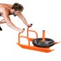 VEVOR Sanie de antrenament cu greutati, sanie de antrenament de viteza pentru forta de fitness cu maner, echipament de antrenament din otel Power Sled pentru exercitii sportive si imbunatatire a vitezei, potrivit pentru placa de greutate de 1" si 2", portocaliu