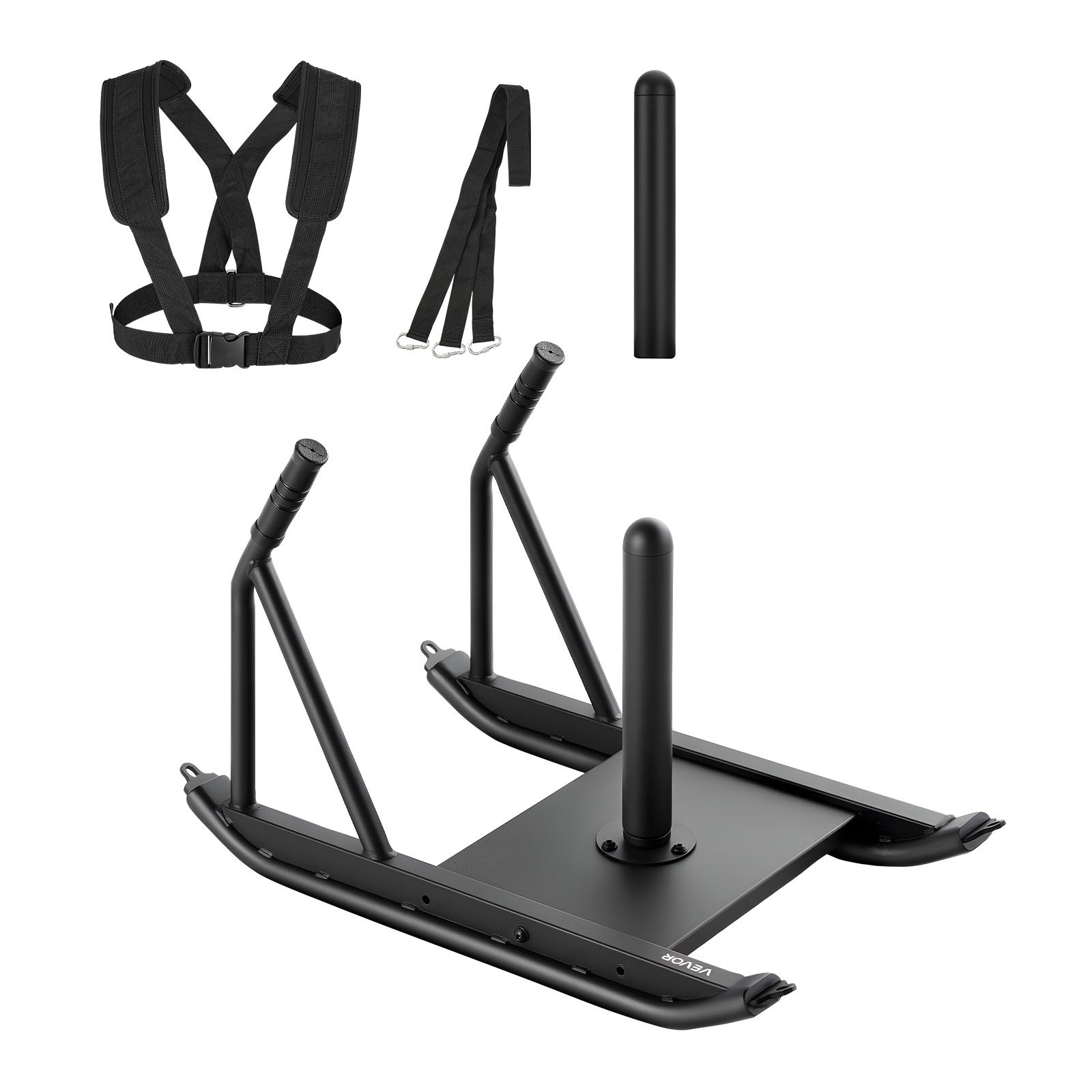 VEVOR Weight Sled, Steel Power Sled, Fitness Strength Training Sleds for Athletic Exercise Speed Improvement, Workout Fitness Equipment with Handle, Compatible with 25/51 mm Weight Plates, Black