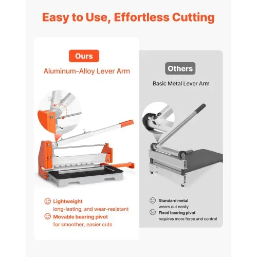 VEVOR 12-Inch Vinyl Floor Cutter – Heavy-Duty Laminate Cutter For LVT, SPC, WPC, VCT & Engineered Wood (16mm Thick, Aluminum Lever, Extendable Support)