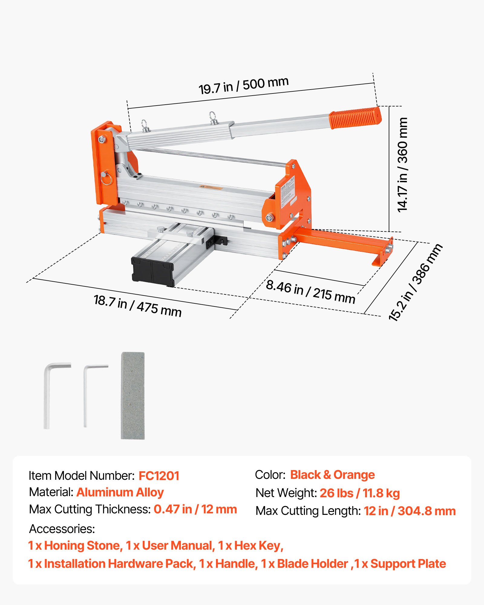 VEVOR 304.8mm Vinyl Floor Cutter, 12mm Thick Laminate Flooring Cutter with Upgraded Labor-Saving Aluminum-Alloy Lever, Telescoping Support Plate, Cuts Certain Engineered Wood, LVT, VCT, SPC, LVP, WPC