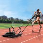 VEVOR Weight Training Pull Sled, Fitness Strength Speed Training Sled with Handle, Steel Power Sled Workout Equipment for Athletic Exercise & Speed Improvement, Suitable for 1"&2" Weight Plate, Black