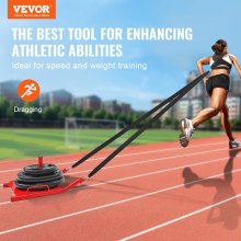 VEVOR Styrketräningsdragsko, Fitness Styrke Speed ​​Träningssläde, Steel Power Sled träningsutrustning för atletisk träning och hastighetsförbättring, Lämplig för 2" Viktplatta, Röd