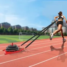 VEVOR Weight Training Pull Sled, Fitness Strength Speed Training Sled, Steel Power Sled Workout Equipment for Athletic Exercise and Speed Improvement, Suitable for 2" Weight Plate, Red